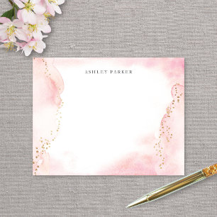 Pretty Pink Gold Glitter Personal Stationery Thank You Card