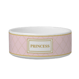 Pretty Pink & Gold Royal Princess Cat Dog Pet Bowl