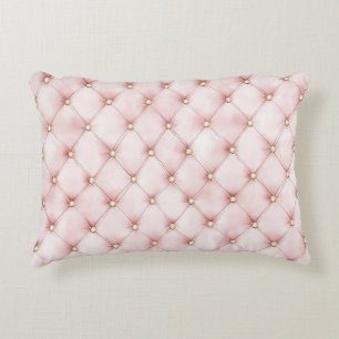 Pretty Pink Gold Squares Accent Pillow
