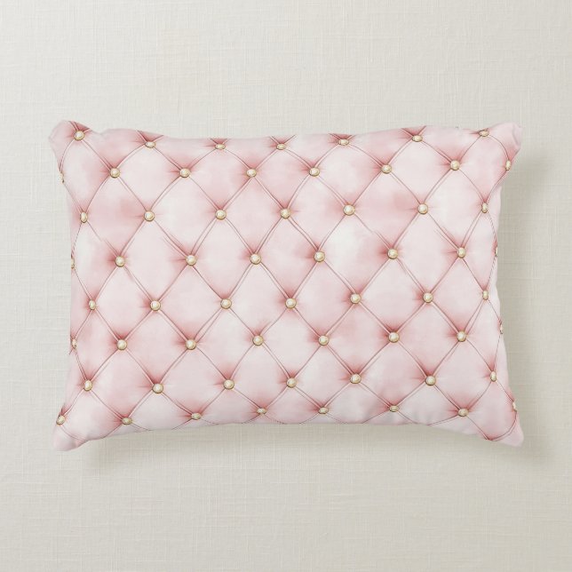 Pretty Pink Gold Squares   Accent Pillow (Front)