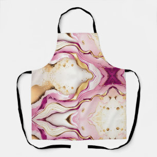 Pretty Pink Gold White Marble Apron