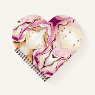 Pretty Pink Gold White Marble Notebook