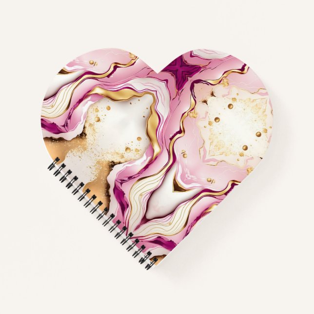 Pretty Pink Gold White Marble Notebook (Front)