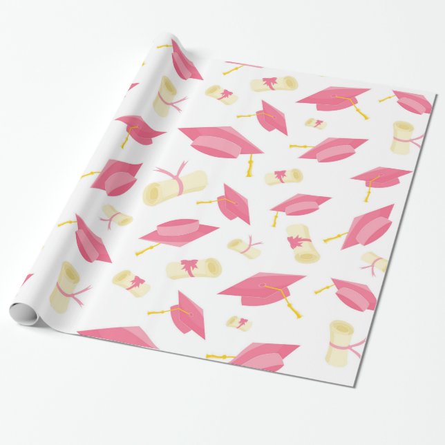 Pretty Pink Graduate Wrapping Paper (Unrolled)
