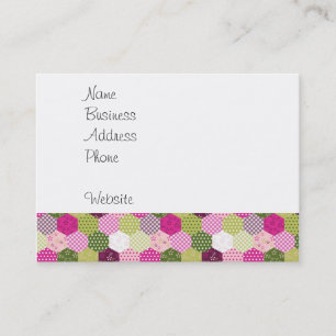 Pretty Pink Green Mulberry Patchwork Quilt Design Business Card