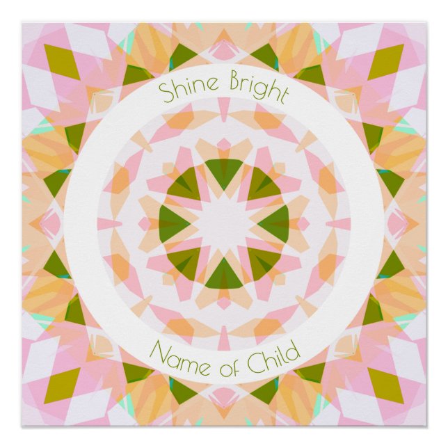 Pretty Pink Green Shine Bright Star Baby Nursery Poster (Front)
