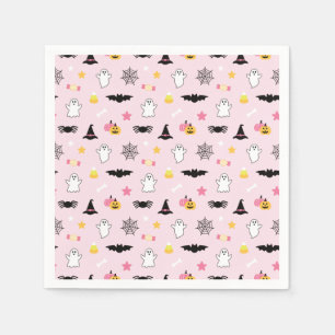 Pretty Pink Halloween Icons Table Settings Napkin