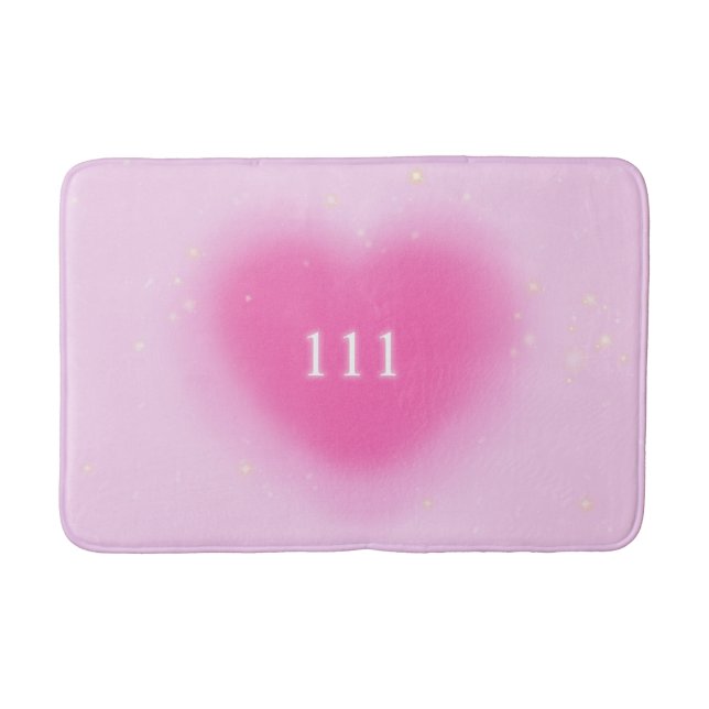Pretty Pink Heart Aesthetic Angel Number 111    Bath Mat (Front)