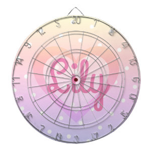Pretty Pink Heart Customisable Polka dot Dartboard
