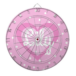 Pretty Pink Heart Customisable Polka dot Dartboard