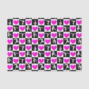 PRETTY PINK HEART GYMNASTICS DESIGN TISSUE PAPER