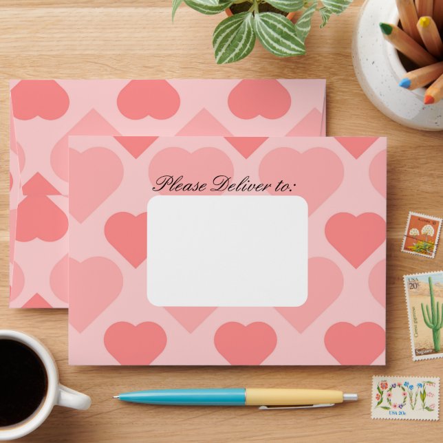Pretty pink heart seamless pattern Envelope (Desk)