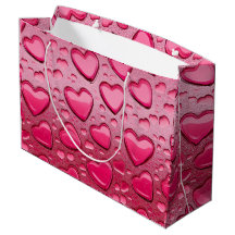 Pretty Pink Heart-Shaped Water Droplets Gift Bag