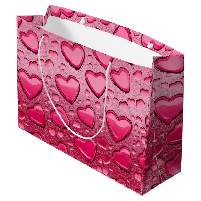 Pretty Pink Heart-Shaped Water Droplets Gift Bag (Back Angled)