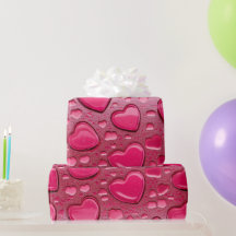 Pretty Pink Heart-Shaped Water Droplets Gift Wrap