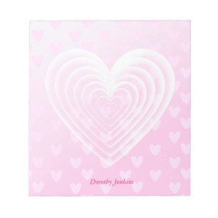 Pretty Pink Heart with Pink background Notepad