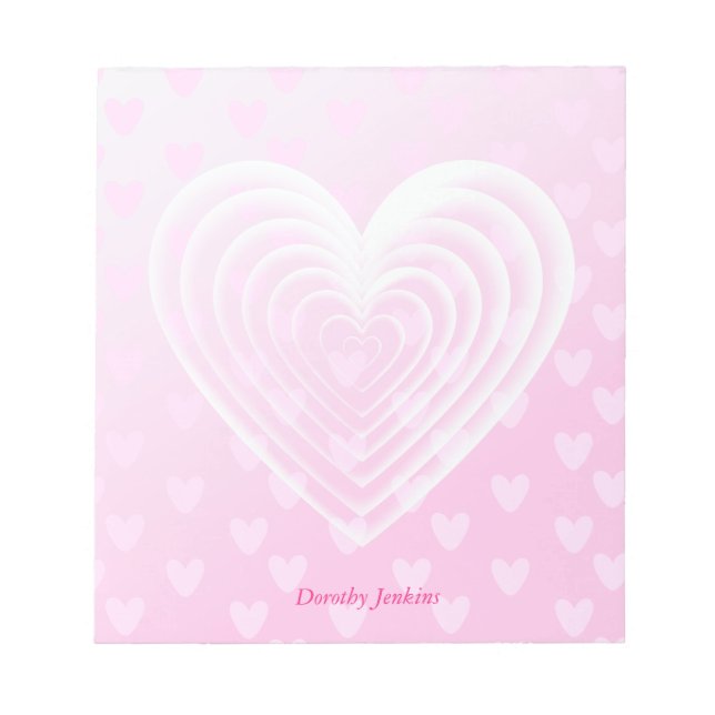 Pretty Pink Heart with Pink background Notepad (Front)