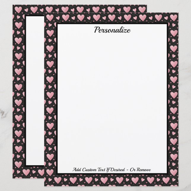 Pretty Pink Hearts on Black Personalized (Front/Back)