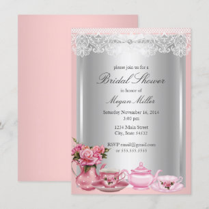 Pretty Pink High Tea Bridal Shower Invitation