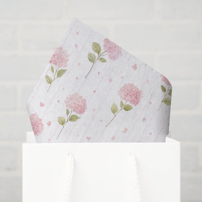 Pretty Pink Hydrangea Flowers Bridal Shower Tissue Paper (Gift Bag)