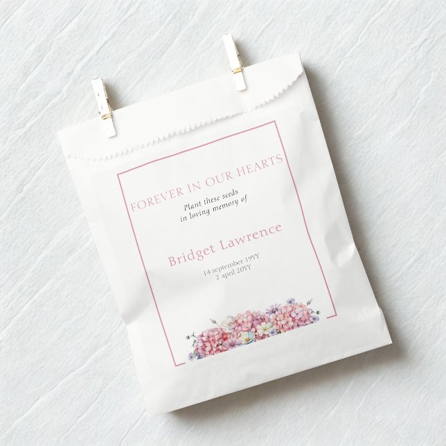 Pretty Pink Hydrangea Funeral Seed Packet Favour Bag (Creator Uploaded)