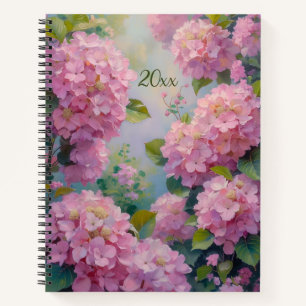 Pretty Pink Hydrangeas Oil Painting Style Diary or Notebook