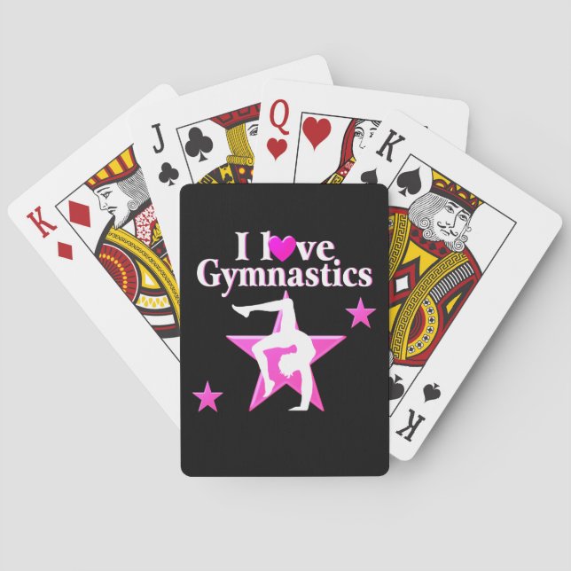 PRETTY PINK I LOVE GYMNASTICS DESIGN PLAYING CARDS (Back)