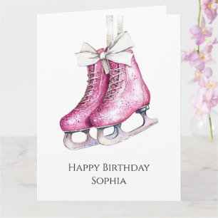 Pretty Pink Ice Skates Birthday Card