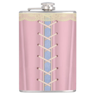 Pretty Pink Laced Up Corset Hip Flask