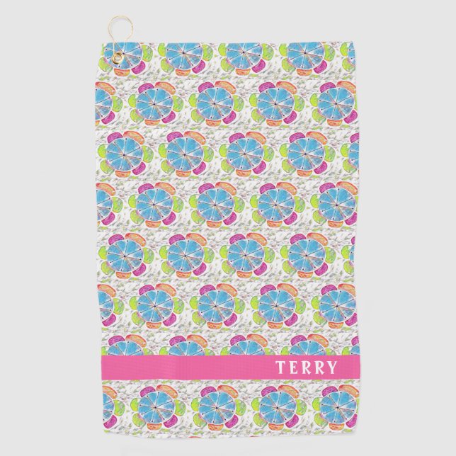 Pretty Pink Ladies Personalized Golf Towel (Front)