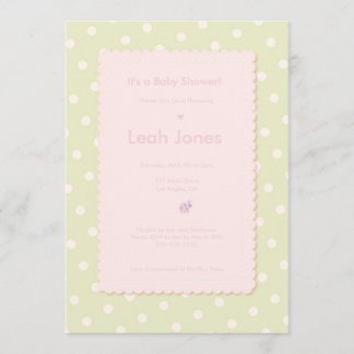 Pretty Pink Ladybug Girl Baby Shower Invitation