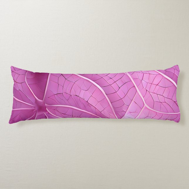 Pretty Pink Leaves Pattern Body Pillow (Front)