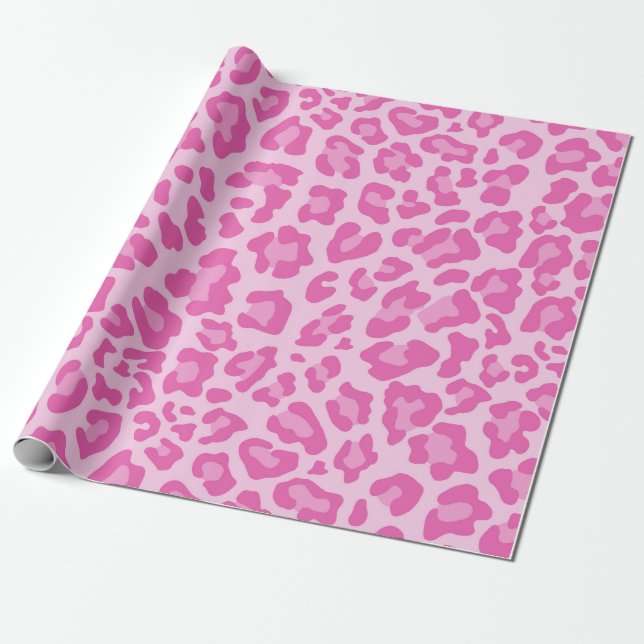 Pretty Pink Leopard Chic Animal Print Wrapping Paper (Unrolled)