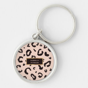Pretty Pink Leopard Gold Frame Keychain