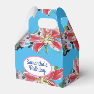 Pretty Pink Lily Floral Wedding Cake Favour Box