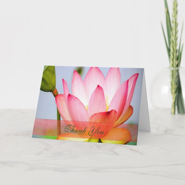 Pretty Pink Lotus Flower Thank You (Front)