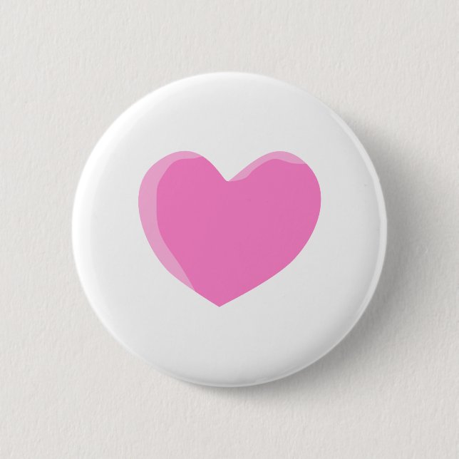 Pretty Pink Love Heart. 2 Inch Round Button (Front)