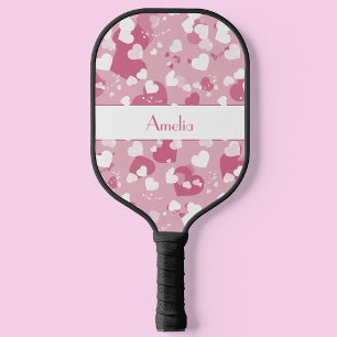 Pretty Pink Love Heart Personalized Pickleball Paddle