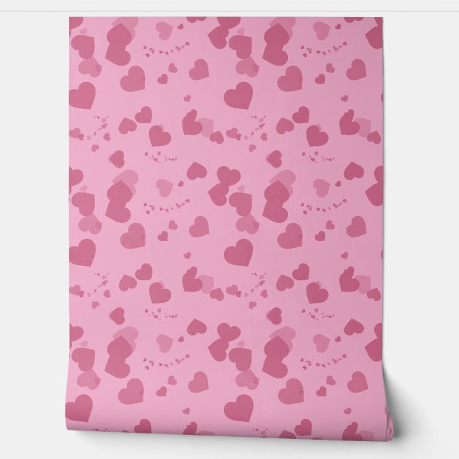 Pretty pink love hearts wallpaper (Unrolling)