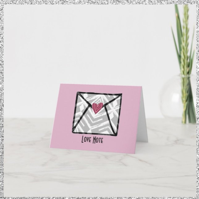Pretty Pink Love Note Heart Card (Creator Uploaded)