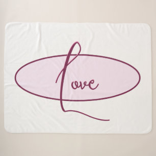 Pretty Pink LOVE Typography Sherpa Blanket