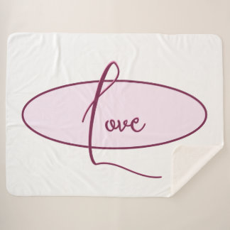 Pretty Pink LOVE Typography Sherpa Blanket