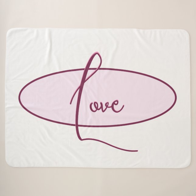Pretty Pink LOVE Typography Sherpa Blanket (Front (Horizontal))