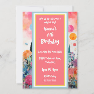 Pretty Pink Magical  Princess Castle Invitation