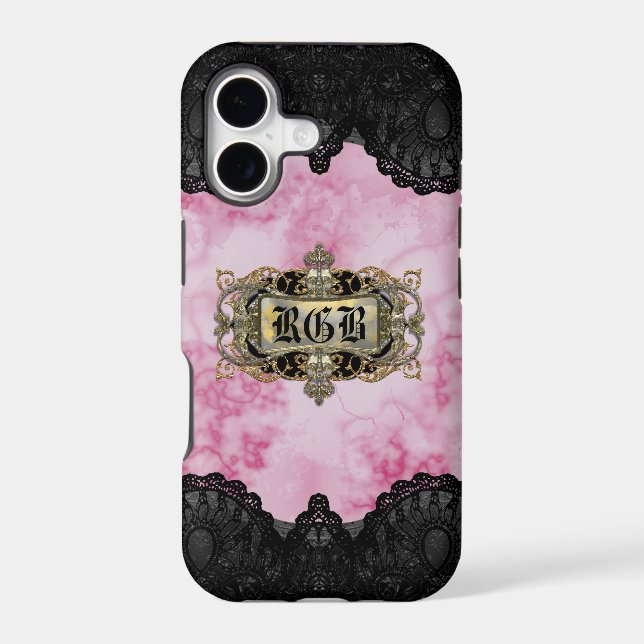 Pretty Pink Marble Cool Romantic Monogram (Back)