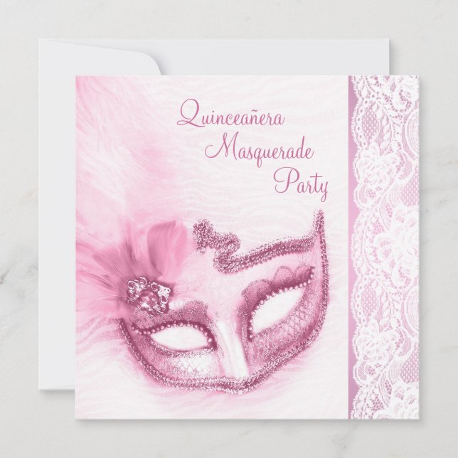 Pretty Pink Masquerade Party Invitation (Front)