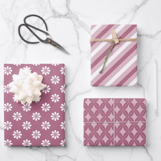 Pretty Pink Mauve for Her 3 Wrapping Paper Sheet (Front)