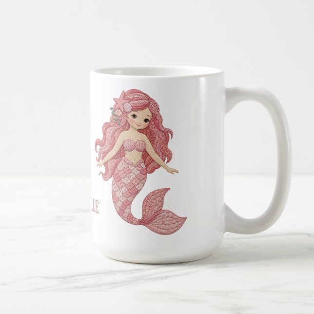 Pretty Pink Mermaid Personalize Coffee Mug (Right)