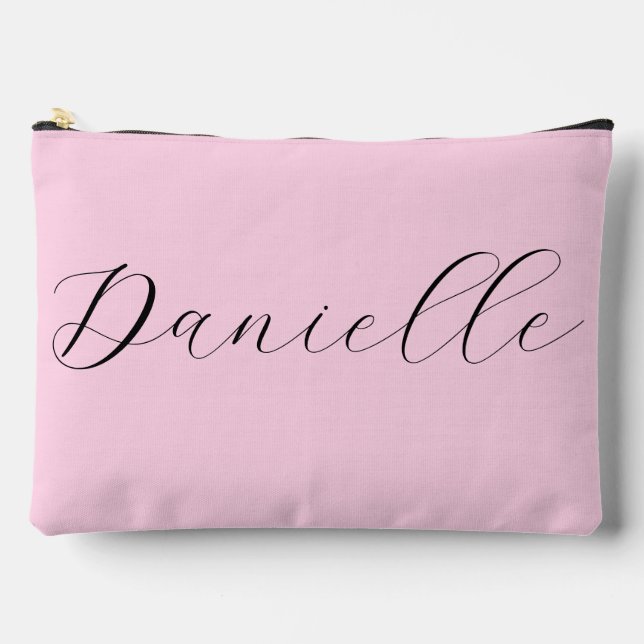 Pretty Pink Minimalist Elegant Custom  Accessory Pouch (Front)