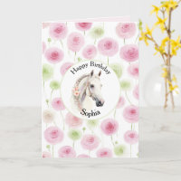 Pretty Pink Mint Ranunculus Horse Birthday